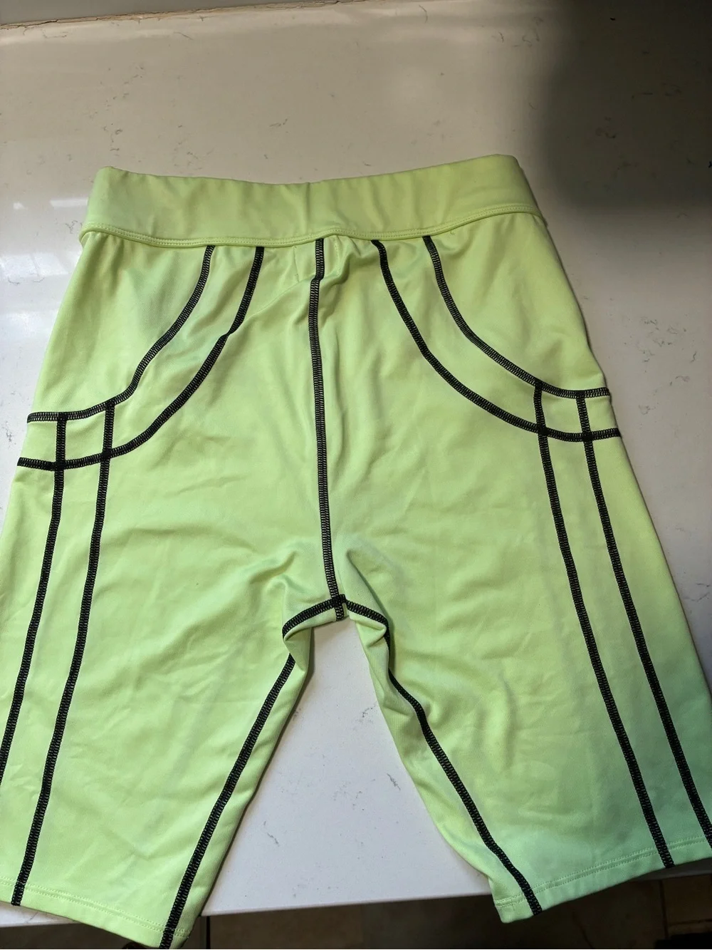 H&M Neon Lime Pajama Bike Shorts with Black Stitching